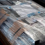 Sheet metal parts carefully packed, strapped and protected with foil