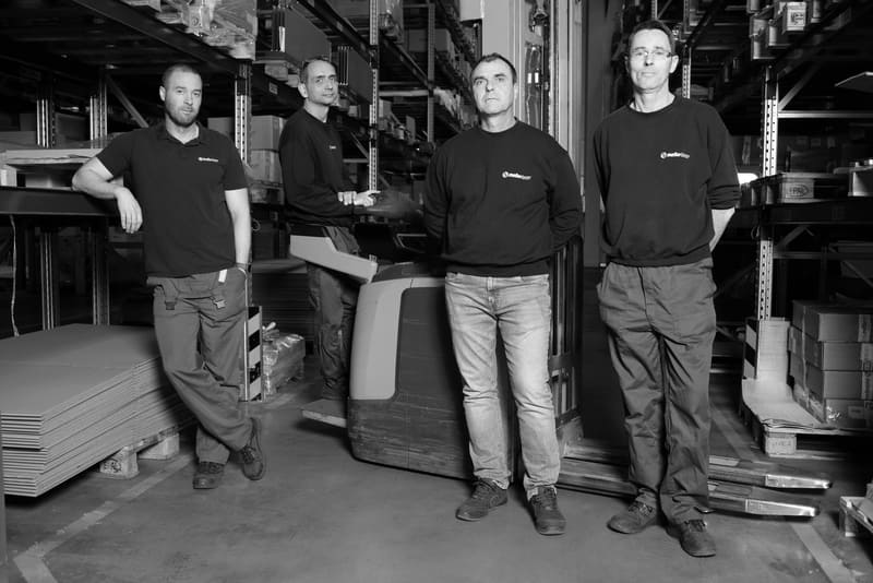 Photo of the Melior Laser company's warehouse team